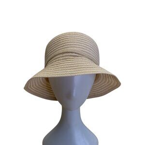 Physician Endorsed Women's Beige Wide Brim Adjustable Sun Hat With Bow One Size